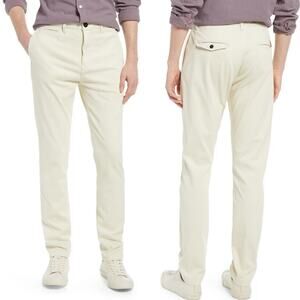 Hiroshi Kato Denit Slim Fit Stretch Chino Pants in cream 30x32